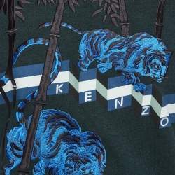 Pre Owned Kenzo Green Jersey 'Bamboo Tiger' Sweatshirt S