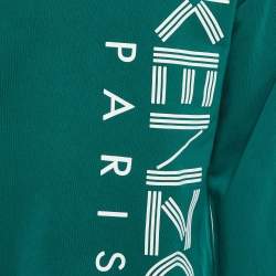 Pre Owned Kenzo Green Logo Print French Terry Sweatshirt XXL