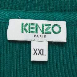 Pre Owned Kenzo Green Logo Print French Terry Sweatshirt XXL