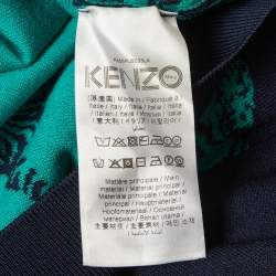 Pre Owned Kenzo Navy Blue All Over Tiger Pattern Knit Jumper L