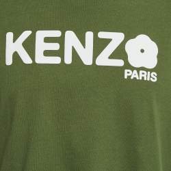 Pre Owned تي شيرت كينزو قطن أسود بطبعة زهرة بوكي مقاس كبير جدًا - إكس لارج