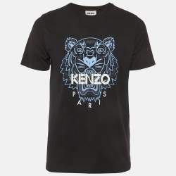 Pre Owned Kenzo Black Tiger Logo Print Jersey T-Shirt XL