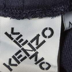Pre Owned Kenzo Navy Blue Logo Print Jersey Oversized Sport 'Little X' Shorts M