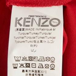 Pre Owned Kenzo Red Logo Graphic Jersey Crew Neck T-Shirt XS