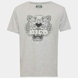 مملوكة مسبقًا Kenzo Grey Jersey Tiger Print T-Shirt M