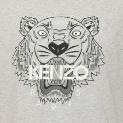 مملوكة مسبقًا Kenzo Grey Jersey Tiger Print T-Shirt M