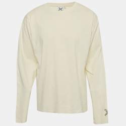Pre Owned Kenzo Cream Logo Graphic Jersey Long Sleeve T-Shirt XL