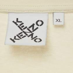 Pre Owned Kenzo Cream Logo Graphic Jersey Long Sleeve T-Shirt XL
