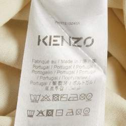 Pre Owned Kenzo Cream Logo Graphic Jersey Long Sleeve T-Shirt XL