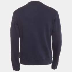 Pre Owned Kenzo Navy Blue Logo Embroidered Jersey Crewneck Sweatshirt S