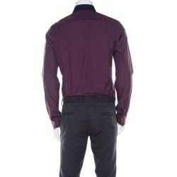 Pre Owned Kenzo Purple Cotton Contrast Collar Slim Plus Fit Button Front Shirt L