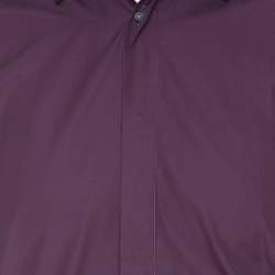 Pre Owned Kenzo Purple Cotton Contrast Collar Slim Plus Fit Button Front Shirt L