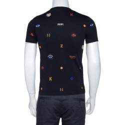 Pre Owned Kenzo Black All Over Print Cotton Tiger Embroidered T-Shirt XS