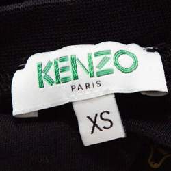 Pre Owned Kenzo Black All Over Print Cotton Tiger Embroidered T-Shirt XS