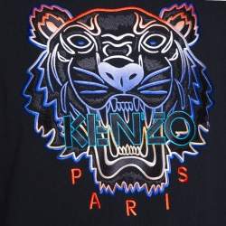 Pre Owned سويت شيرت كينزو ق طن طباعة نمر أسود برقبة مستديرة مقاس متوسط - ميديوم