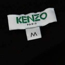 Pre Owned Kenzo Black Tiger Print Cotton Crew Neck T-Shirt M