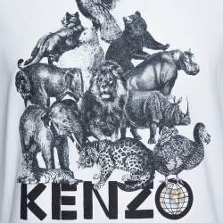 مملوكة مسبقًا Kenzo La Memento Collection White Cotton Animal Print T-Shirt S