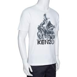 مملوكة مسبقًا Kenzo La Memento Collection White Cotton Animal Print T-Shirt S