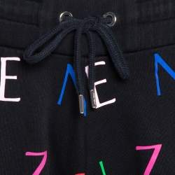 Kenzo Black Cotton Logo Print Drawstring Waist Shorts S