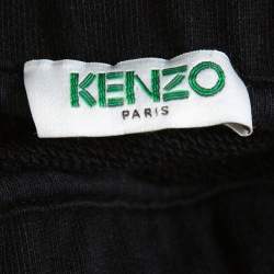 Kenzo Black Cotton Logo Print Drawstring Waist Shorts S