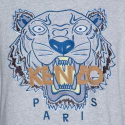Kenzo Grey Cotton Logo Tiger Embroidered Sweatshirt XL