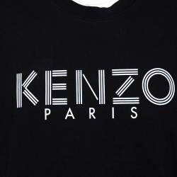 Pre Owned Kenzo Black Logo Print Cotton Crew Neck T-Shirt XL
