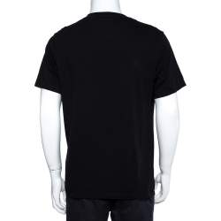 Pre Owned Kenzo Black Logo Print Cotton Crew Neck T-Shirt XL