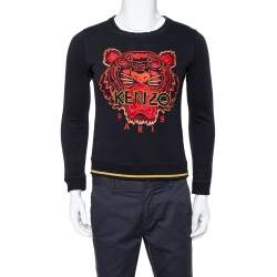 Pre Owned Kenzo Black Cotton Tiger Logo Embroidered Sweatshirt M