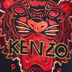 Pre Owned Kenzo Black Cotton Tiger Logo Embroidered Sweatshirt M