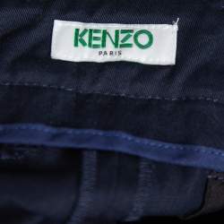 Pre Owned بنطلون كينزو قطن أزرق كحلي مخطط مزين مقاس متوسط - ميديوم