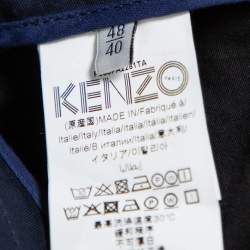 Pre Owned بنطلون كينزو قطن أزرق كحلي مخطط مزين مقاس متوسط - ميديوم