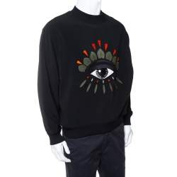 مملوكة مسبقًا Kenzo Black Eye Embroidered Knit Oversized Sweatshirt M