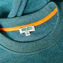 Pre Owned Kenzo Green Cotton Logo Embroidered Crewneck Sweatshirt S