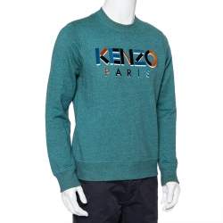 Pre Owned Kenzo Green Cotton Logo Embroidered Crewneck Sweatshirt S