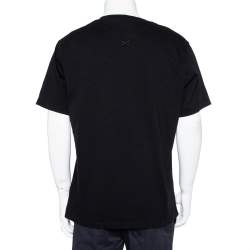 مملوكة مسبقًا تي شيرت كينزو قطن أسود بالشعار المطبوع رقبة مستديرة مقاس كبير جدًا - إكس لارج