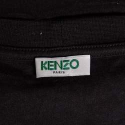 مملوكة مسبقًا تي شيرت كينزو قطن أسود بالشعار المطبوع رقبة مستديرة مقاس كبير جدًا - إكس لارج