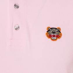 Pre Owned Kenzo Pink Cotton Pique Tiger Patch Detail Polo T-Shirt M