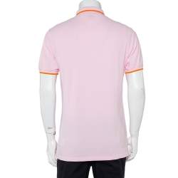 Pre Owned Kenzo Pink Cotton Pique Tiger Patch Detail Polo T-Shirt M