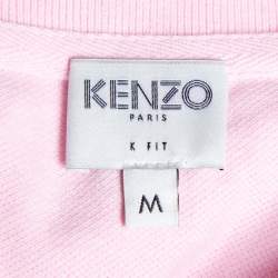 Pre Owned Kenzo Pink Cotton Pique Tiger Patch Detail Polo T-Shirt M