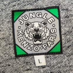 Pre Owned بلوفر كينزو قطن رصاصي نمر مطرز رقبة مستديرة مقاس كبير - لارج