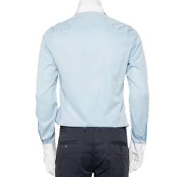 مملوكة مسبقًا قميص كينزو قطن أزرق بحواف متباينة أزرار أمامية قصة سليم مقاس متوسط - ميديوم