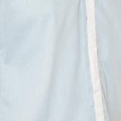 مملوكة مسبقًا قميص كينزو قطن أزرق بحواف متباينة أزرار أمامية قصة سليم مقاس متوسط - ميديوم