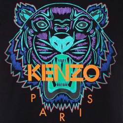 Pre Owned Kenzo Black Tiger Printed Cotton Holiday Capsule T-Shirt S