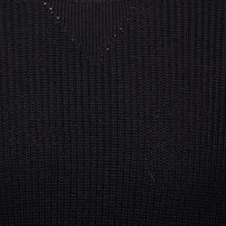 Pre Owned سويتر كينزو تريكو أسود أسورة كم مضلعة شعار الماركة مقاس وسط (ميديوم)