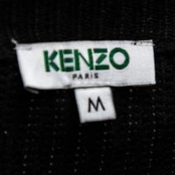 Pre Owned سويتر كينزو تريكو أسود أسورة كم مضلعة شعار الماركة مقاس وسط (ميديوم)