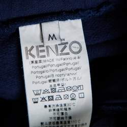Pre Owned Kenzo Navy Blue Cotton Logo Printed Shorts M