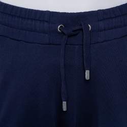 Pre Owned Kenzo Navy Blue Cotton Logo Printed Shorts M