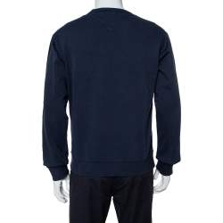 مملوكة مسبقًا سويت شيرت كينزو قطن مطرز شعار الماركة أزرق كحلي مقاس وسط (ميديوم) 