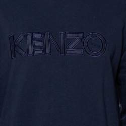 مملوكة مسبقًا سويت شيرت كينزو قطن مطرز شعار الماركة أزرق كحلي مقاس وسط (ميديوم) 