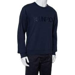 مملوكة مسبقًا سويت شيرت كينزو قطن مطرز شعار الماركة أزرق كحلي مقاس وسط (ميديوم) 